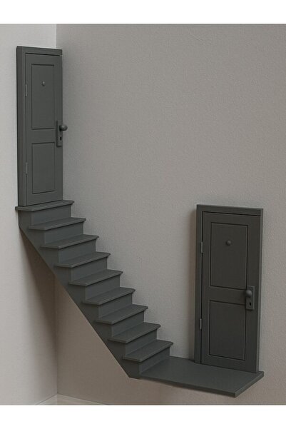 Devotech Dekoratif Gri Minyatür Merdiven | Modern Duvar ve Dolap Dekoru Akses...