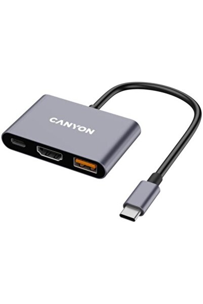 CANYON hub DS-4 3 în 1 USB-C Gri