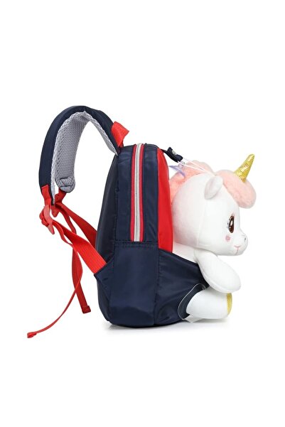 MOOD ( BE AUTHENTIC ) MOOD Mini Plush Unicorn Backpack, 3D Design, for Young Children - Black/Red