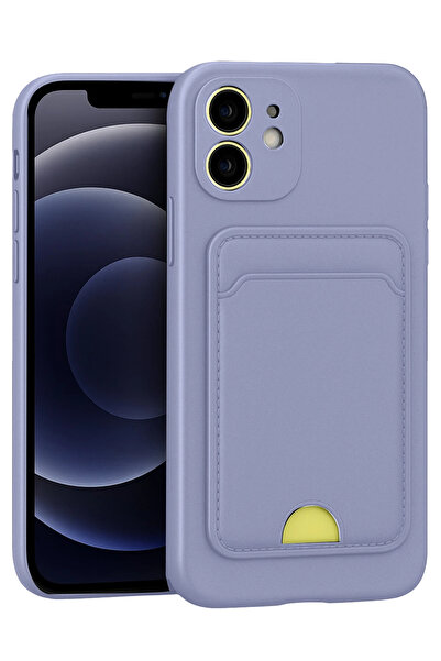 NewFace حافظة LVSQVR لهاتف iPhone 11 من السيليكون مع بطاقة عمل كيلفن (221340) - أرجواني