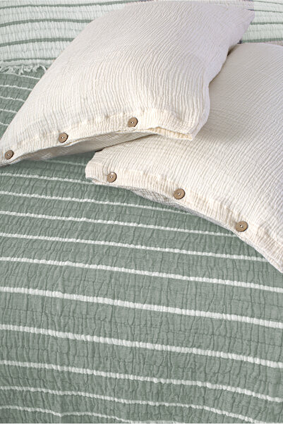 Cottonest Luxury 4-Layer Multi Muslin 100% Cotton Double Bedspread 230X250 cm King Size with 2 Pillows