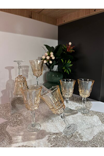 zaTen Pazar 6 Adet Luciana Bal Rengi Kahve Yanı Su Bardağı Seti