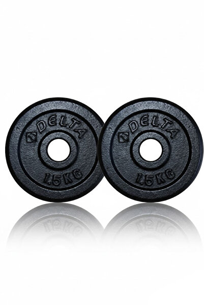 Delta Döküm Plaka Siyah 1.5 KG x 2 Adet Toplam 3 Kg | Ağırlık Dambıl Plakası Dayanıklı ve Ergonomik Set