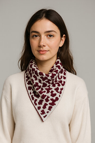 Sebir Moda Leopard Patterned Knitwear Scarf