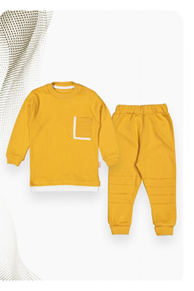 Miniworld Boys' cotton tracksuit, 2 pieces, yellow, 6-9 months, 74 cm