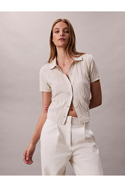 Calvin Klein Ss Aop Jacquard Polo Top