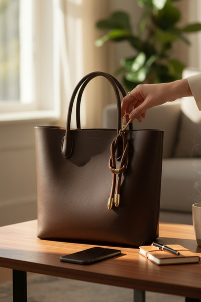 Trend aksesuar Leather Metal Detailed Keychain and Bag Charm