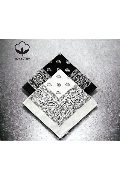 Store 2 Pieces Women's Bandana Scarf (Black and White)