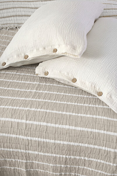 Cottonest Luxury 4-Layer Multi Muslin 100% Cotton Double Bedspread 230X250 cm King Size with 2 Pillows