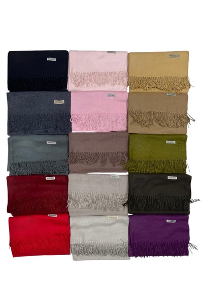 Mısırlı Дебел, топъл, стилен зимен вълнен шал с ресни в едноцветен жълт цвят