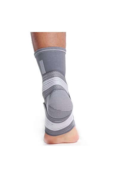 MOOD ( BE AUTHENTIC ) Elastic Ankle Brace with Compression Sleeve and Adjustable Velcro Strap, Unisex, One Size, Gray/Whit