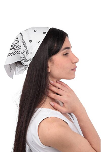 Store 2 Pieces Women's Bandana Scarf (Black and White)