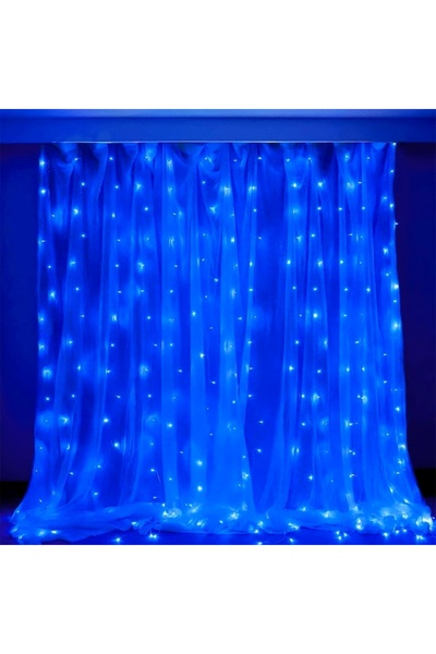 EMATTEIRO Christmas Curtain Installation 3x3m, 300 LED, USB, 8 Modes, Remote Control, Blue