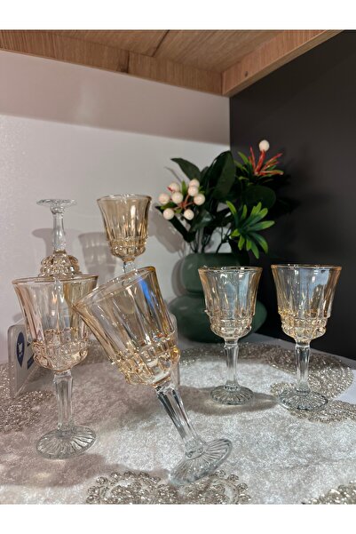 zaTen Pazar 6 Pieces Luciana Honey Color Coffee Side Water Glass Set