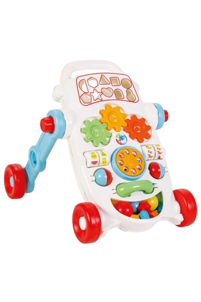 PİLSAN Friend Blue 2-in-1 Pre-walker with Shape Sorter, Balls and Music, 9 mo...