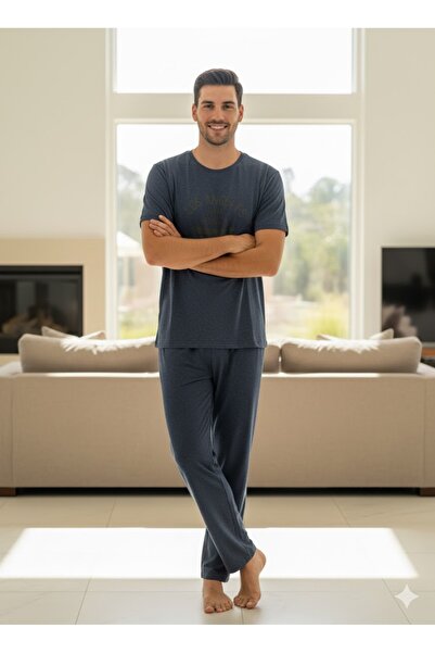 FAMES PİJAMA Men's Short Sleeve Pajama Set