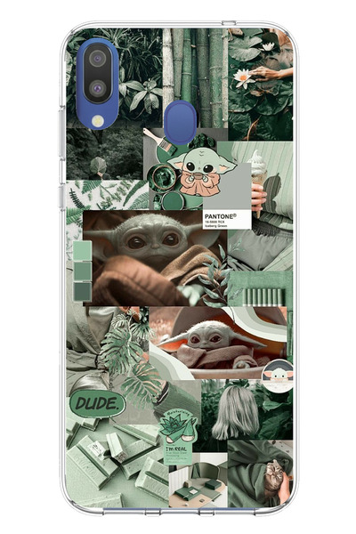 TechTree حافظة سيليكون متوافقة مع هاتف سامسونج جالاكسي M20 يودا كولاج مطبوع