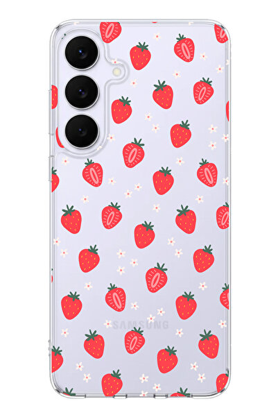 TechTree حافظة سيليكون متوافقة مع هاتف سامسونج جالاكسي S25 FE بتصميم الفراولة...