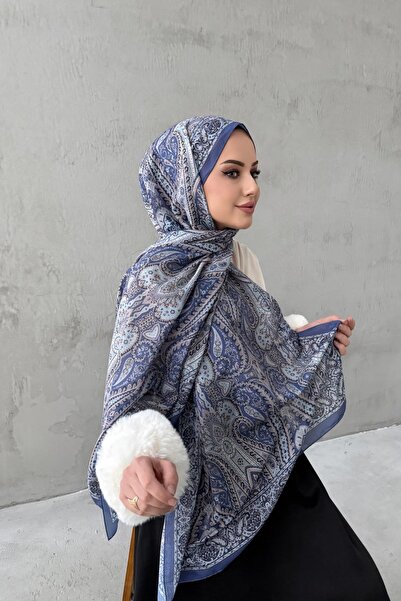Byedauzunlar Şal din mătase modal Indigo Milena