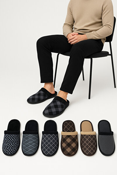 ALB TERLİK AYAKKABI SAN. TİC. LTD. ŞTİ. Men's 5-Piece Winter House Slipper Set - Non-Slip Sole, Warm and Comfortable, Dowry Slippers, Groom Slippers
