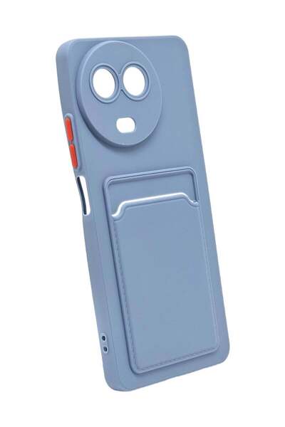 Generic Hard Silicone Back Cover With Card Pocket For Realme 11 5G - Light Blue