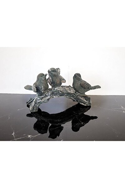 Hanlar Home Kuş Figür Seti | Doğal Stil | Dekoratif Biblo (23x15x13)