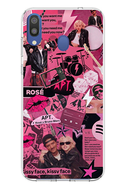 TechTree حافظة سيليكون متوافقة مع هاتف سامسونج جالاكسي M20 من بلاك بينك كولاج...