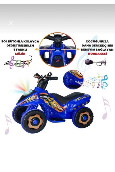 LİFİİ RENKLİ LED IŞIKLI MÜZİKLİ AKÜLÜ ATV ÇOCUK MOTORU