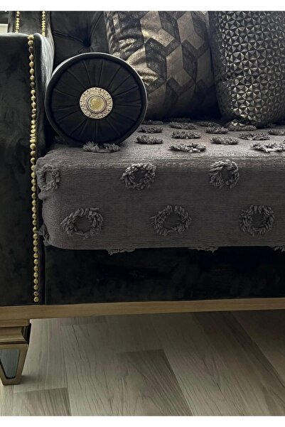 Madamca Sorina Pompon Sofa Cover Anthracite 100*240