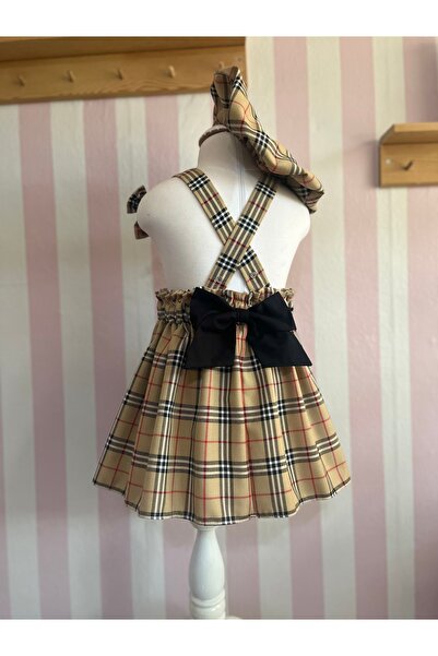 Eylülce Butik Kız Bebek & Kız Çocuk Burbery Salopet Elbise & Ressam Şapkası &...