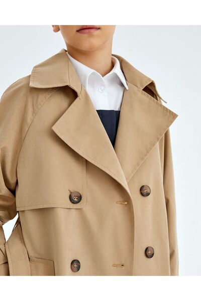 Pink Hippo Kids Unisex Klasik Kemerli Kruvaze Çocuk Trençkot