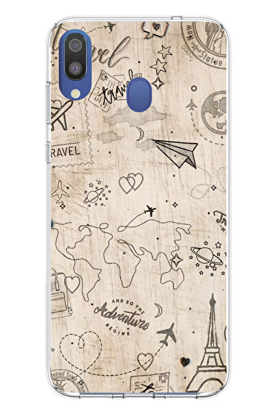 TechTree حافظة سيليكون متوافقة مع تصميم السفر مطبوع لهاتف سامسونج جالاكسي M20