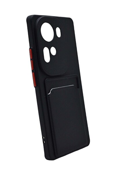 Generic Hard Silicone Back Cover With Card Pocket For Oppo Reno 11 - Black