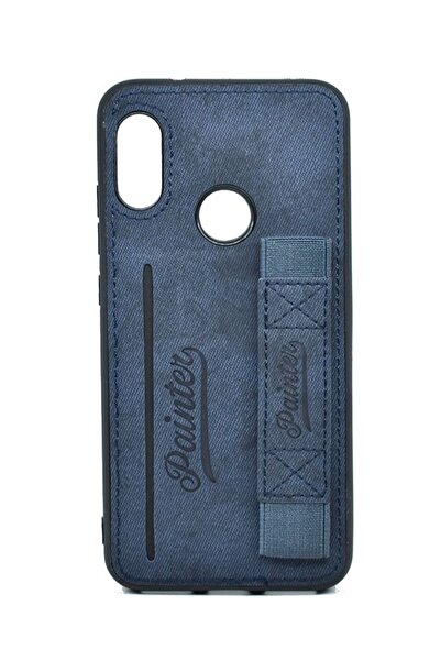 Generic Painter's Texture Cloth Back Cover With Holder & Card Pocket For Xiaomi Mi 8 & Mi 8 Pro - Dark Blue