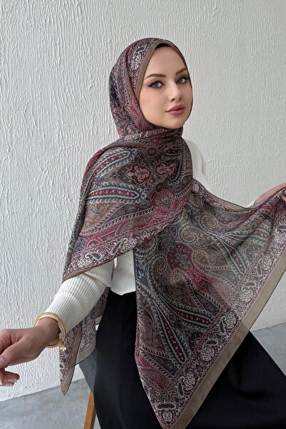 Byedauzunlar شال ميلينا مودال من الحرير باللون الأخضر الزيتي