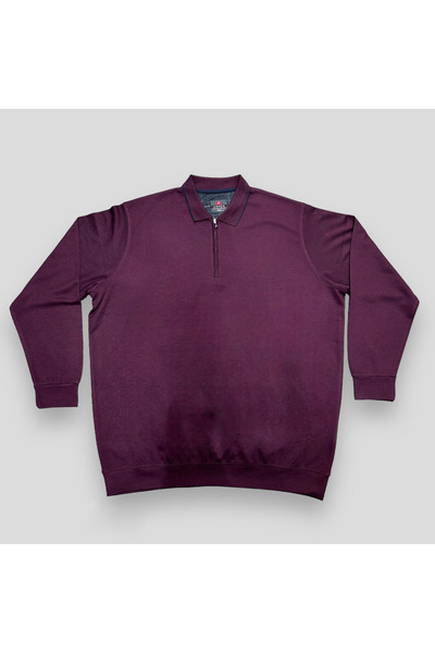 ANNEX Plus Size Polo Collar Zipper Closure Cotton Men's Sweater