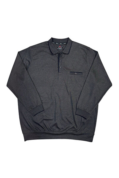 ANNEX Plus Size Polo Collar Button Closure Pocket Cotton Men's Sweater