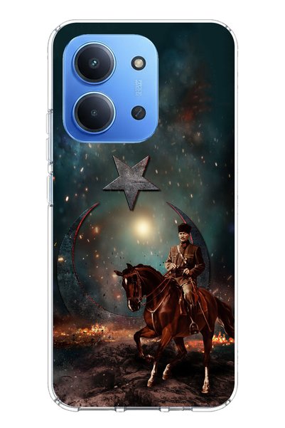 TechTree حافظة سيليكون متوافقة مع هاتف Redmi 15C من أتاتورك على ذروة النصر مطبوع