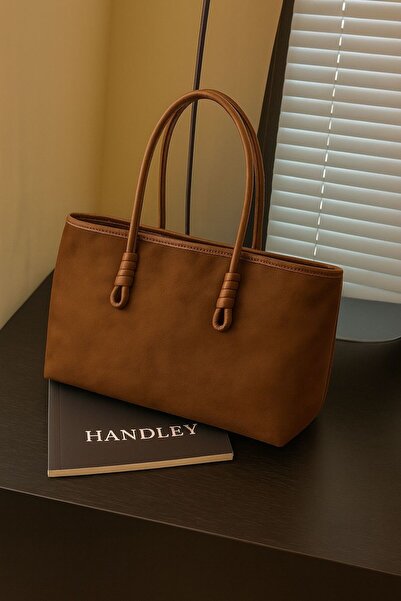 Handley Süet Şık Tote Çanta (Düğüm Detaylı)