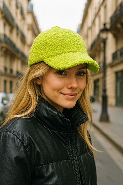 BALIENTE Pălărie pentru femei, verde deschis, ondulat, de pluș