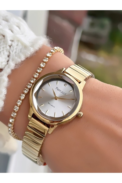 Ferrucci ÇELİK KORDON KADIN KOL SAATİ 3 ATM SU GEÇİRMEZ 2 YIL GARANTİLİ+BİLEKLİK HEDİYELİ