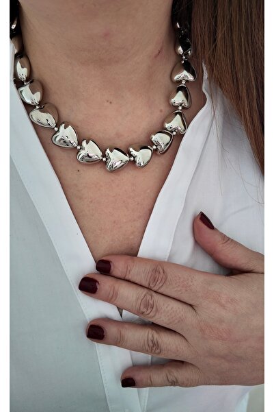 By Selen Suyolcu 3D Brass Gold Color Heart Model Vip Women's Necklace