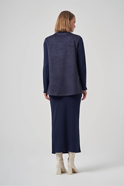 Nuss 3004 Floral Embroidered Sleeves Knitwear Nubuck Tunic