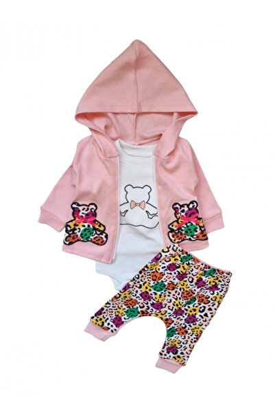 Miniworld Girls' Set Multicolor Bear, 100% cotton, 6-9 luni, 74 cm