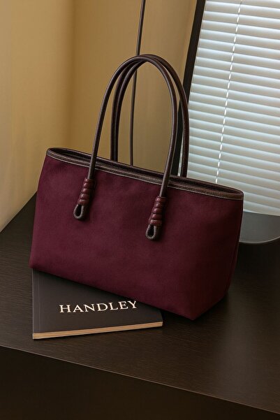 Handley Geantă tote elegantă din piele intoarsa (detaliu cu nod)