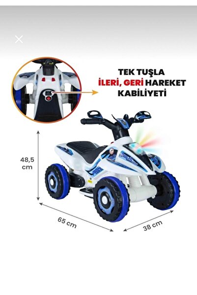 LİFİİ RENKLİ LED IŞIKLI MÜZİKLİ AKÜLÜ ATV ÇOCUK MOTORU