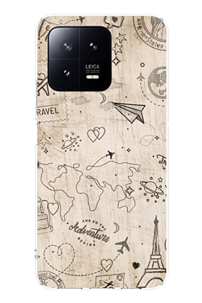 TechTree حافظة سيليكون متوافقة مع هاتف Xiaomi Mi 13 بتصميم السفر مطبوع