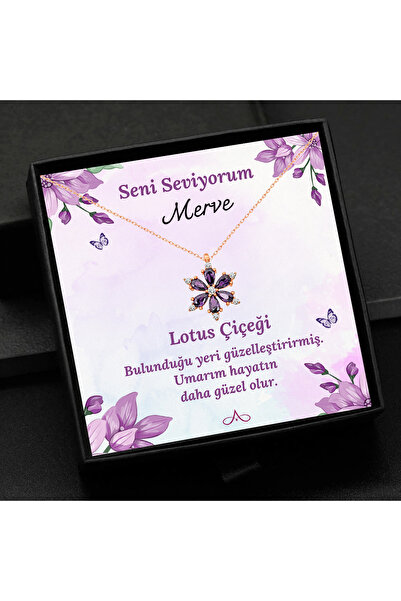 Zemtigo İsime Özel Rose Kaplama Çelik Lotus Kamelya Çiçeği Kolye