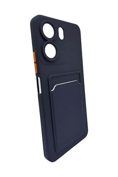 Generic Hard Silicone Back Cover With Card Pocket For Xiaomi Redmi 13C 4G - Dark Blue