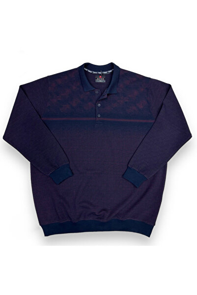 ANNEX Plus Size Men's Collared Patterned Cotton Oversized Sweater